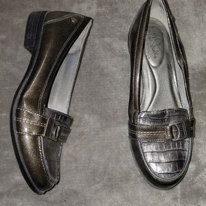LifeStride Loafer Brayden Shoes Womens 7.5 Pewter Kiss Slip On Leather Comfort